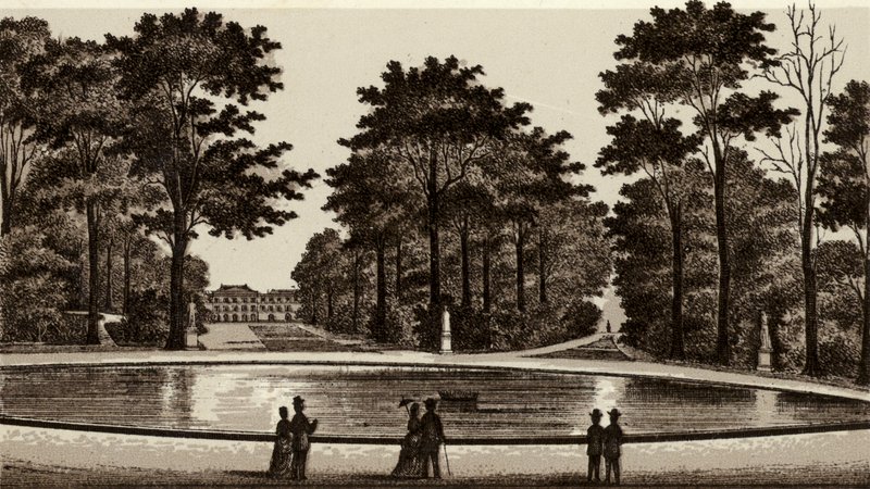 Brüsszel / Brüsszel: Kilátás a parkra (litho) alkotó: European School