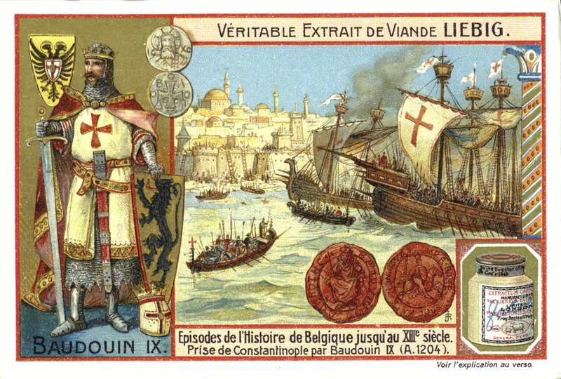Konstantinápoly elfoglalása IX. Baldwin, Flandria grófja által, 1204 alkotó: European School