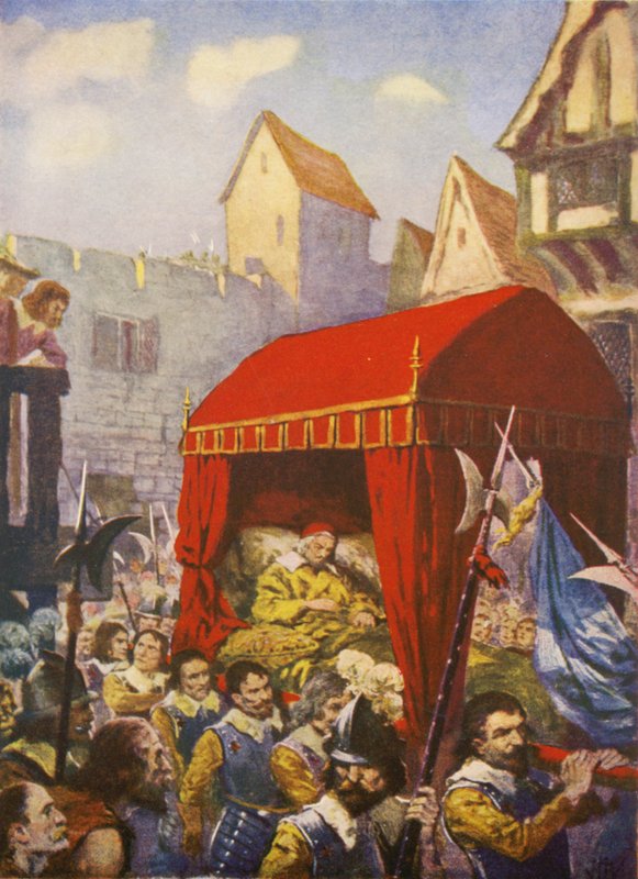 Richelieu bíboros érkezése Lyonba (színes litográfia) alkotó: European School
