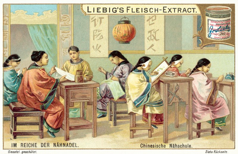 Kínai kézimunka iskola (chromolitho) alkotó: European School