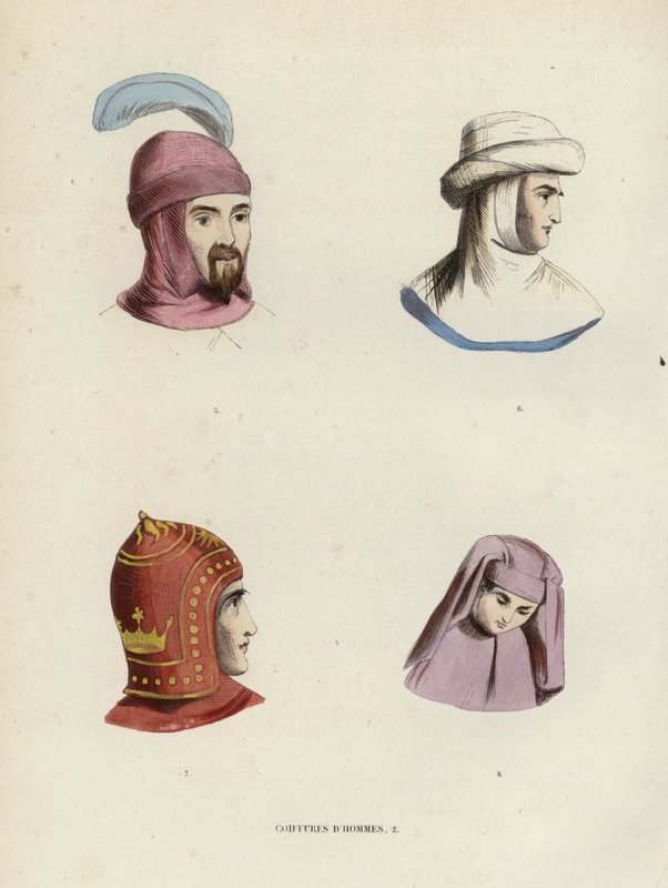 Férfi frizurák (színes gravírozás) alkotó: European School
