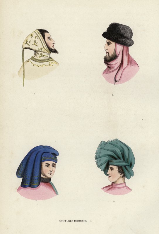 Férfi frizurák (színes gravírozás) alkotó: European School