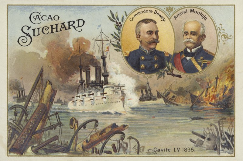 George Dewey kommodor és Patricio Montojo admirális, Manila-öböli csata, spanyol-amerikai háború, 1898. május 1. alkotó: European School
