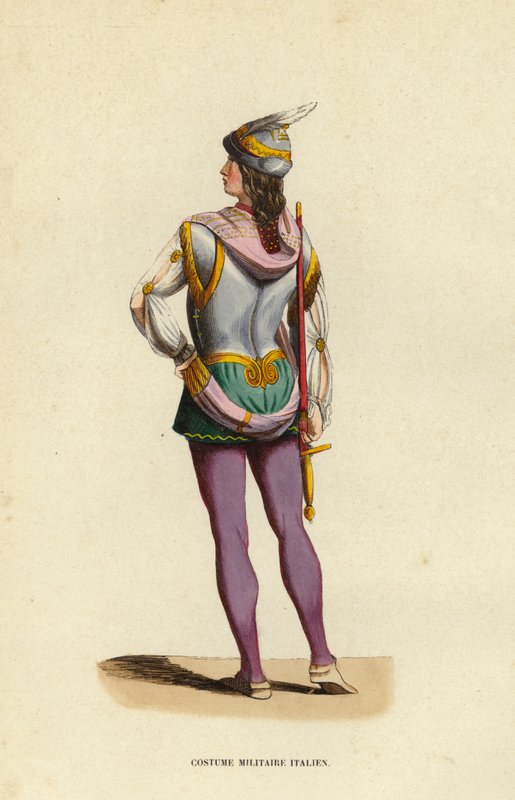 Costume Militaire Italien (színes metszet) alkotó: European School