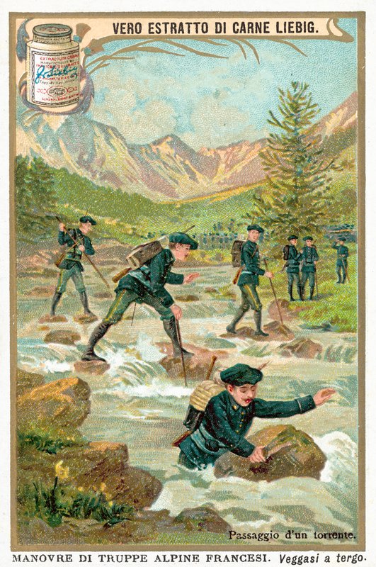 Átkelés egy hegyi vízfolyáson (chromolitho) alkotó: European School
