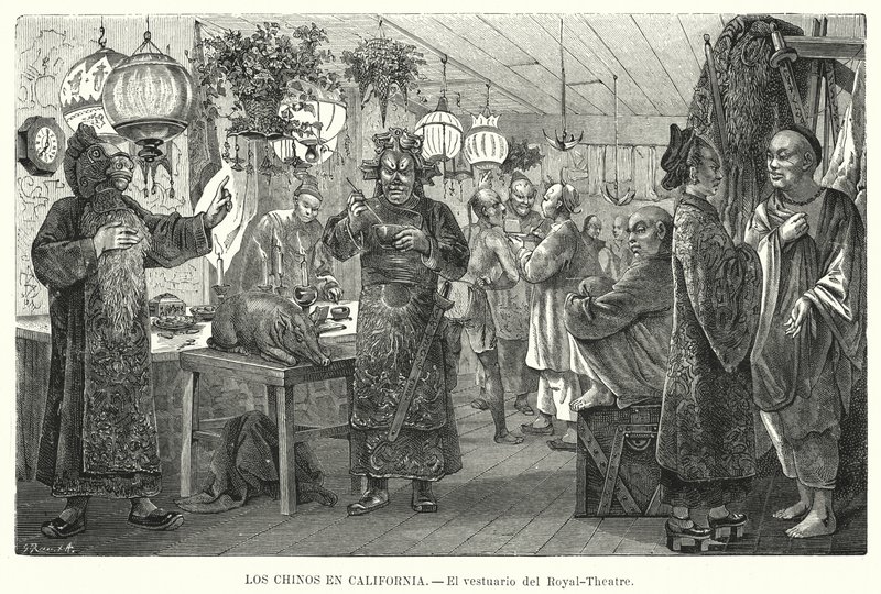 A Királyi Kínai Színház öltözője, San Francisco, California, USA (litho) alkotó: European School