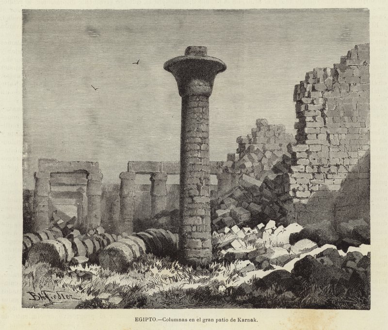 Egyiptom - Oszlopok a karnaki nagy udvarban alkotó: European School