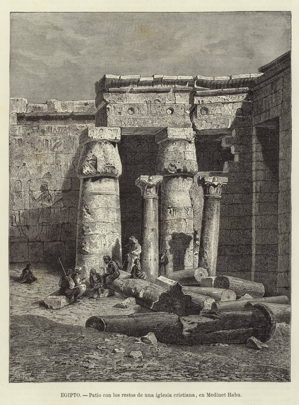 Egyiptom - Udvar egy keresztény templom maradványaival Medinet Habuban alkotó: European School