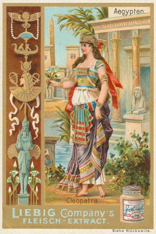 Egyiptom, Kleopátra, Liebig-kártya, 20. század eleje (kromo) alkotó: European School