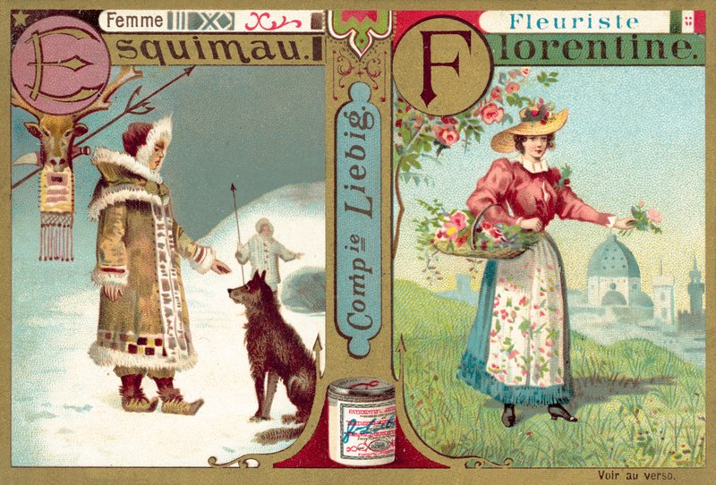 Eszkimó nő és firenzei virágüzlet (chromolitho) alkotó: European School