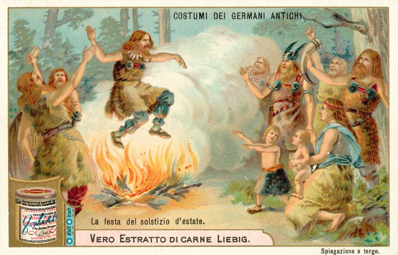 A nyári napforduló ünnepe, az ókori Németország (chromolitho) alkotó: European School