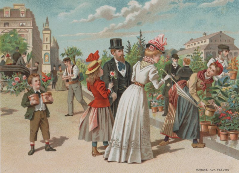 Virágpiac (chromolitho) alkotó: European School