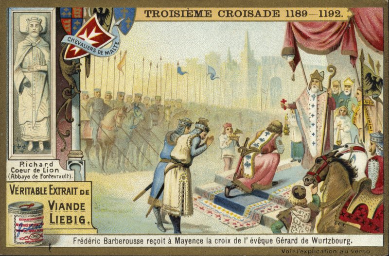 Frederick Barbarossa átveszi a keresztet Wurzburg püspökétől, Mainz, Németország, Harmadik keresztes hadjárat, 1188 alkotó: European School