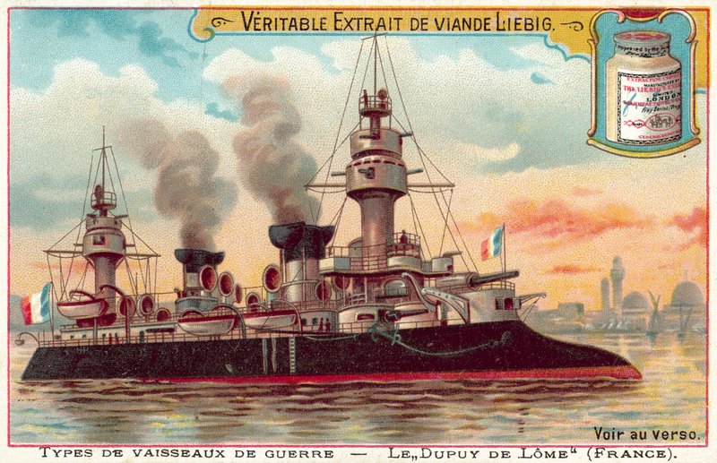 Dupuy de Lome francia páncélos cirkáló (chromolitho) alkotó: European School