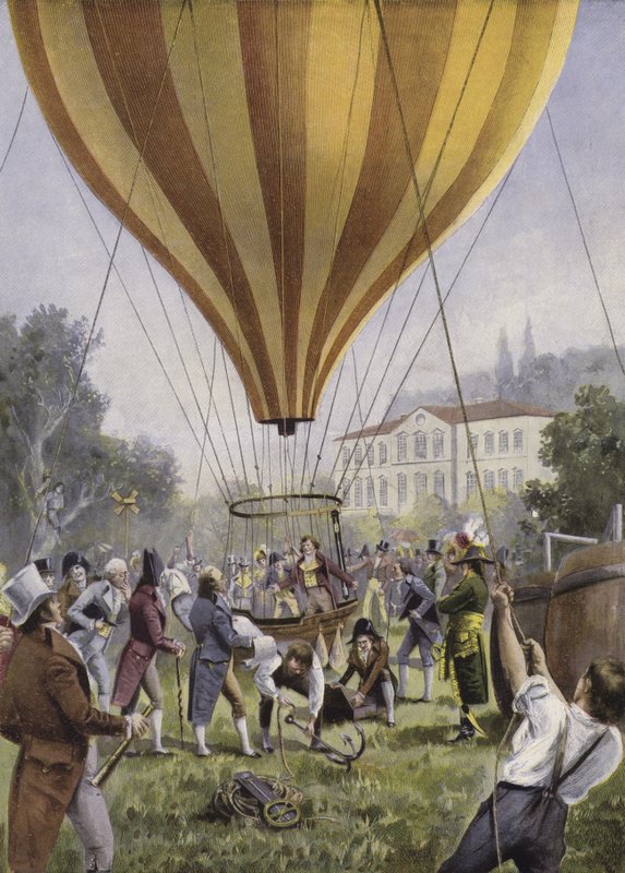 Gay-Lussac ballonos felemelkedése Párizsból, 1804. szeptember 9. (színes litó) alkotó: European School