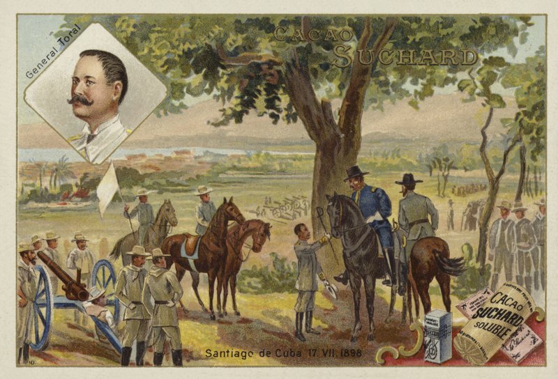 Toral tábornok és a spanyolok megadása Santiago de Cuba ostroma után, spanyol-amerikai háború, 1898. július 17. alkotó: European School