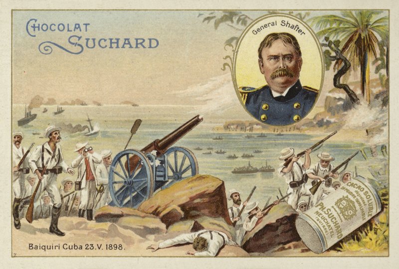 William Shafter tábornok és amerikai csapatok partraszállás a kubai Daiquiriben, spanyol-amerikai háború, 1898. május 23. alkotó: European School