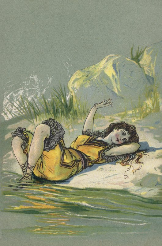 Strandon vagy folyóparton fekvő lány (színes litográfia) alkotó: European School
