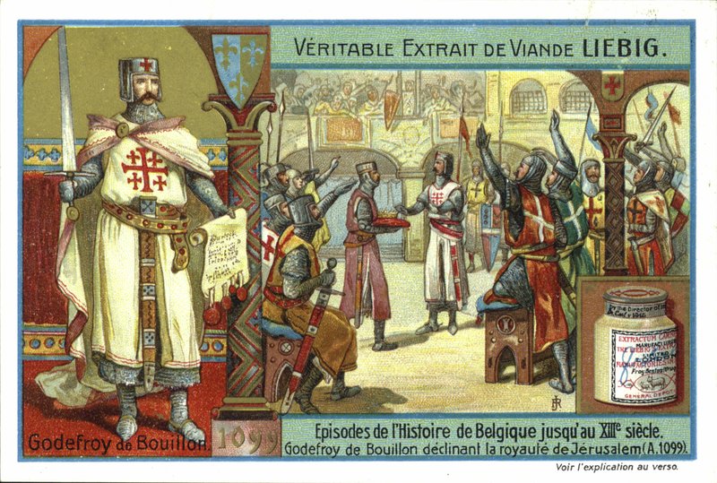 Bouillon Godfrey elutasítja Jeruzsálem koronáját, Első keresztes hadjárat, 1099 alkotó: European School