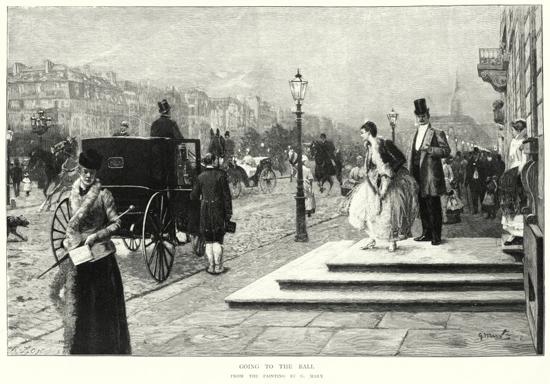 Going to the Bál, G Marx festménye (litho) alkotó: European School