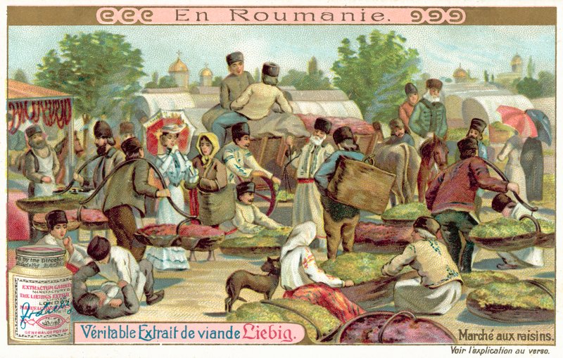 Szőlőpiac, Románia (chromolitho) alkotó: European School