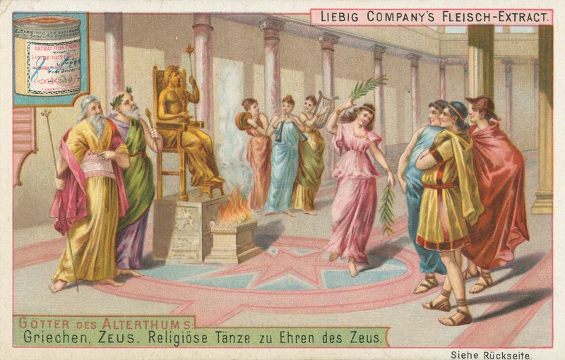 Görögország, Zeusz, Liebig kártya, 20. század eleje (kromo) alkotó: European School