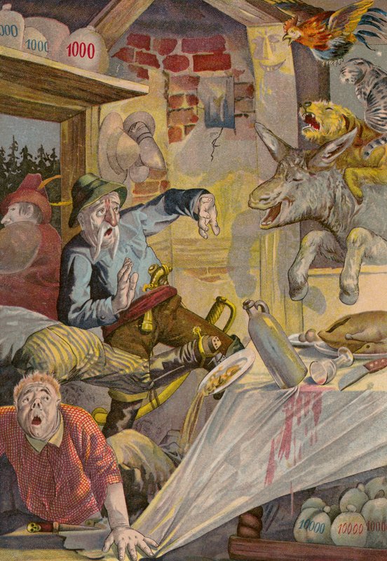 Grimms meséi: Brémai zenészek (chromolitho) alkotó: European School