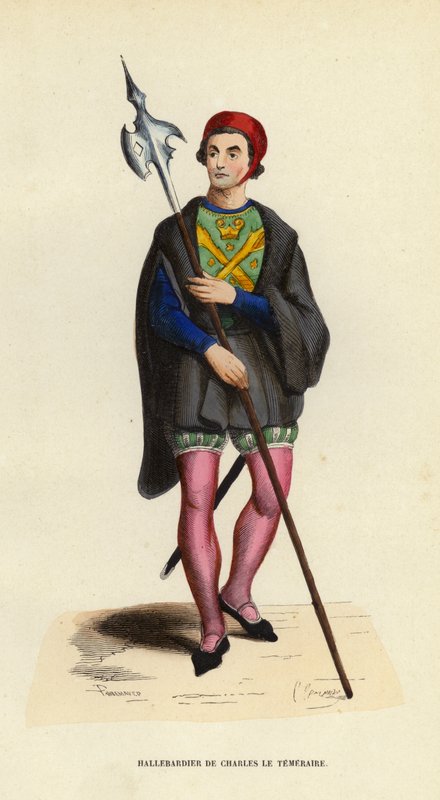 Charles Le Temeraire alabárdos (színes metszet) alkotó: European School