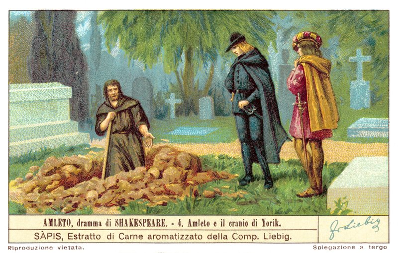 Hamlet Yorick koponyáján elmélkedik (chromolitho) alkotó: European School