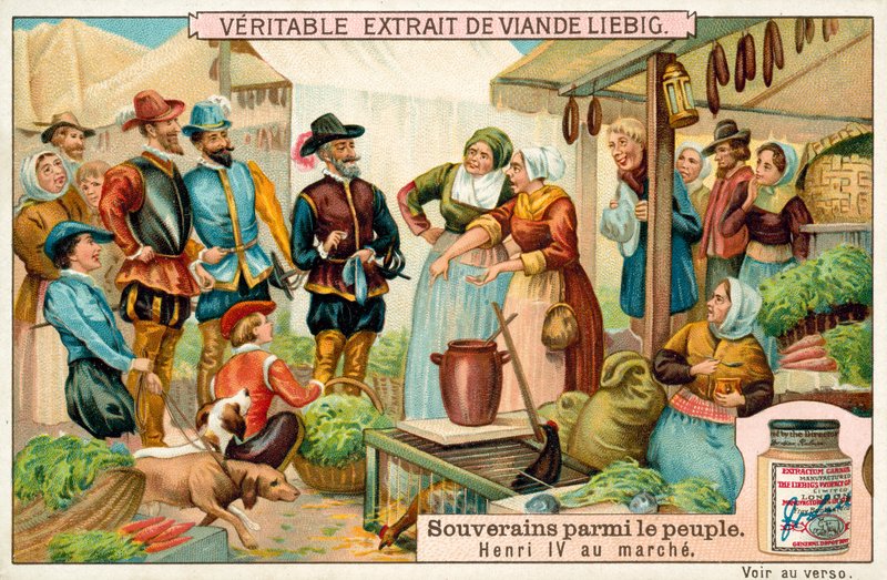 IV. Henrik francia egy piacon (chromolitho) alkotó: European School