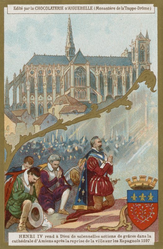 IV. francia Henrik imádkozik az Amiens-i katedrálisban, miután a várost visszafoglalták a spanyoloktól, 1597 alkotó: European School