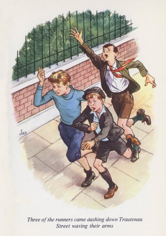 Illusztráció az Emil és a nyomozókhoz (színes litográfia) alkotó: European School
