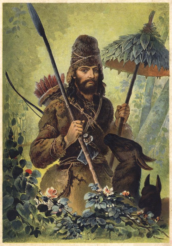 Illusztráció a Robinson Crusoe-hoz (színes litográfia) alkotó: European School