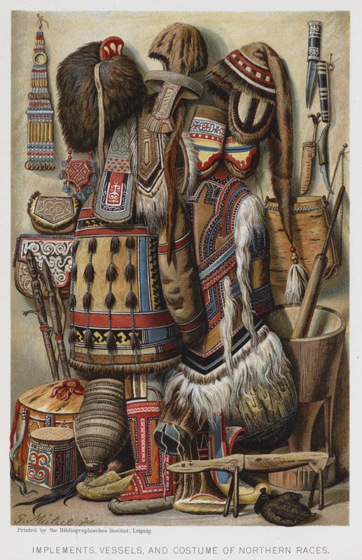 Az északi fajok eszközei, edényei és jelmezei (chromolitho) alkotó: European School