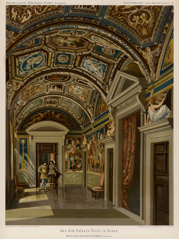 A Palazzo Doria belseje, Genova, Olaszország (színes litó) alkotó: European School
