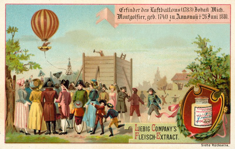 A hőlégballon feltalálása a Montgolfier testvérek által, Franciaország alkotó: European School