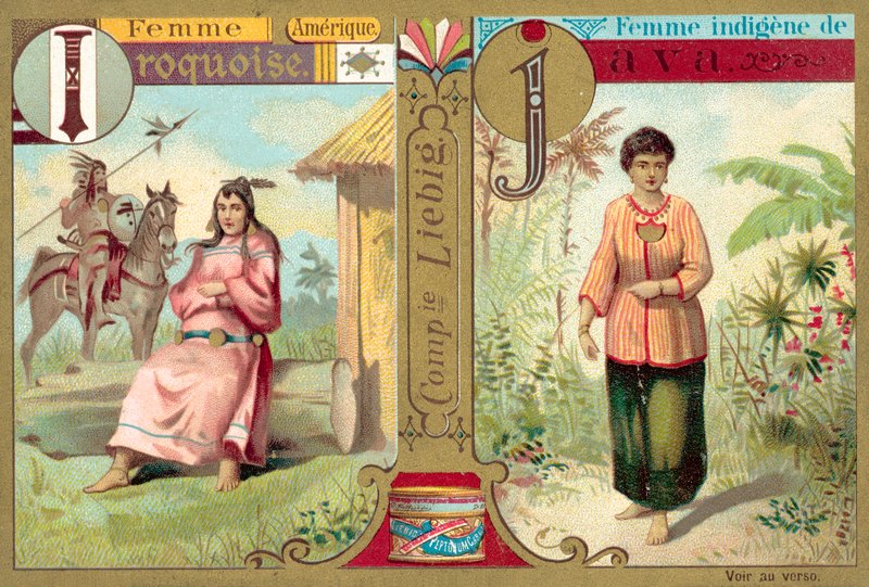 Irokéz és jávai nők (chromolitho) alkotó: European School