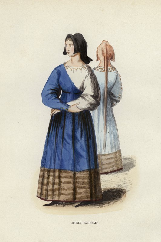 Olasz lányok (színes metszet) alkotó: European School
