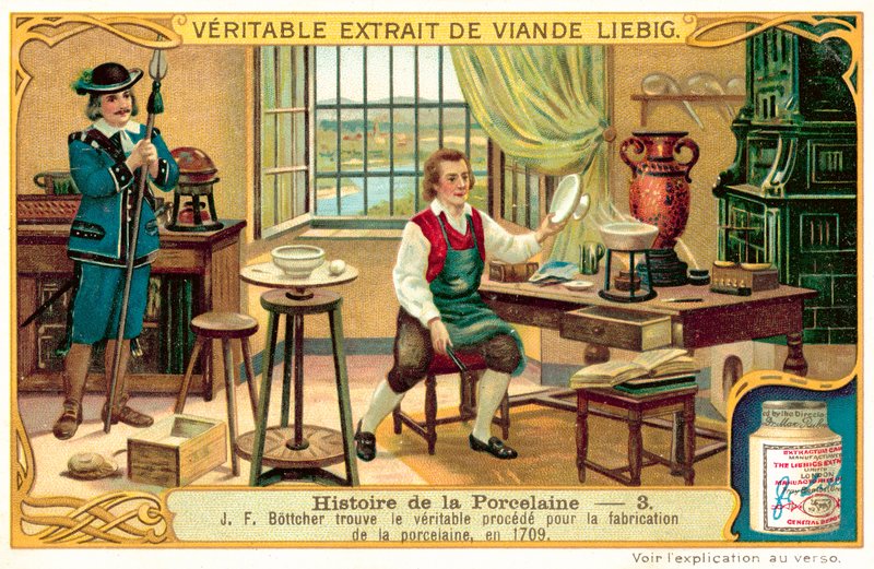Johann Friedrich Boettger felfedezi a porcelángyártás folyamatát alkotó: European School