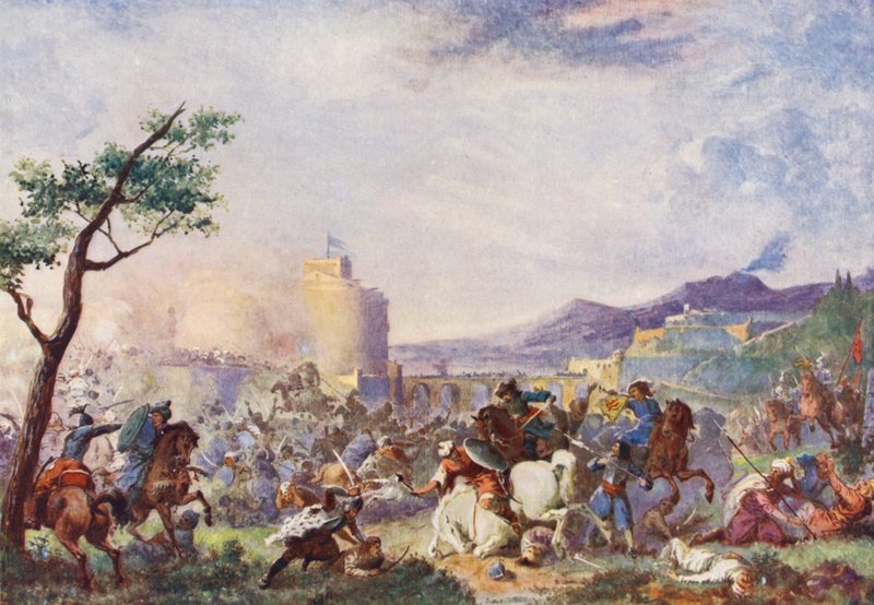 John Sobieski a bécsi domborművön (színes litográfia) alkotó: European School