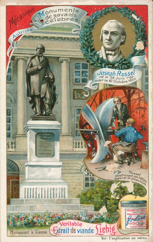 Joseph Ressel, Liebig-kártya, 20. század eleje (kromo) alkotó: European School
