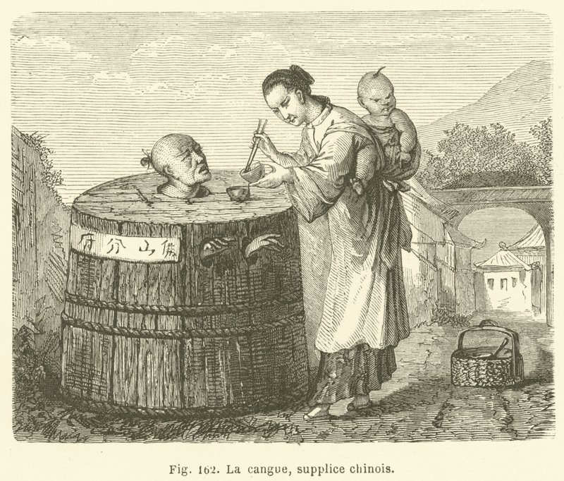 A cangue, kínai kínzás (metszet) alkotó: European School