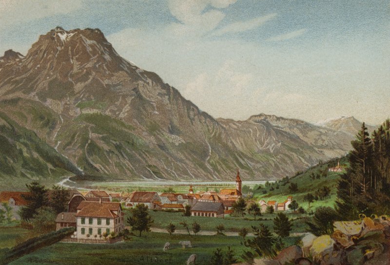Luzerni-tó: Altdorf (színes litho) alkotó: European School