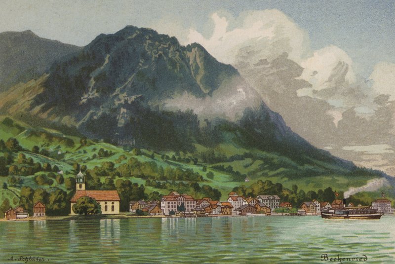 Luzerni-tó: Beckenreid (színes litográfia) alkotó: European School