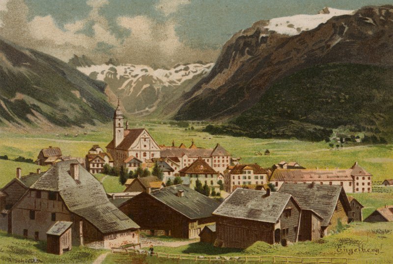 Luzerni-tó: Engelberg (színes litográfia) alkotó: European School