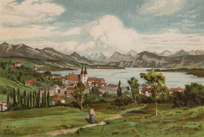 Luzerni-tó: Luzern (színes litográfia) alkotó: European School