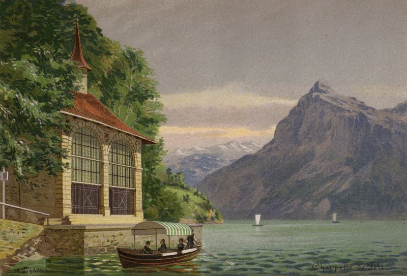 Luzerni-tó: Tell-kápolna (színes litográfia) alkotó: European School