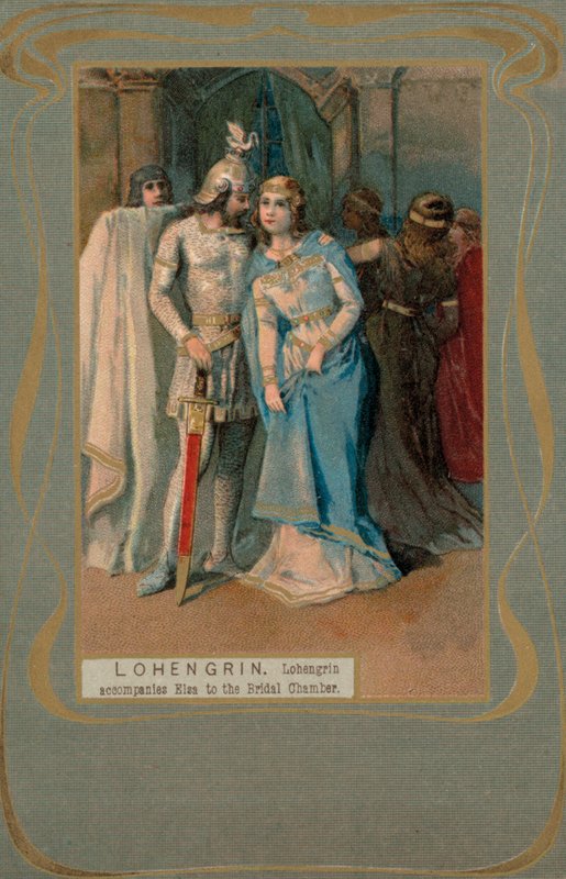 Lohengrin elkíséri Elzát a nászszobába (színes litográfia) alkotó: European School