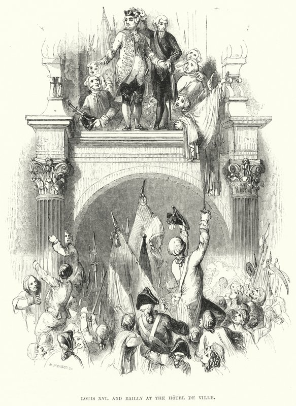 XVI. Lajos és Bailly a Hotel de Ville-ben (metszet) alkotó: European School