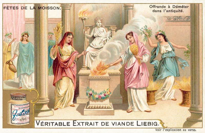 Felajánlások készítése Demeternek az ókori Görögországban (chromolitho) alkotó: European School